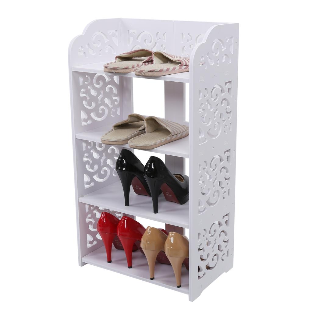 White 4 Tiers Shoe Rack Stand Storage Organiser Unit Shelf Home
