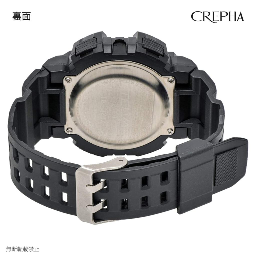 CREPHA Digital Watch TELVA Multifunctional Water Resistant Urethane Sports Watch (Klepha) (5 ATM) Stopwatch, Strap, Black, Men's TE-D282-BK