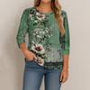 Women's Fashion Casual Round Neck 3/4 Sleeve Loose  Printed T-Shirt Ladies Top