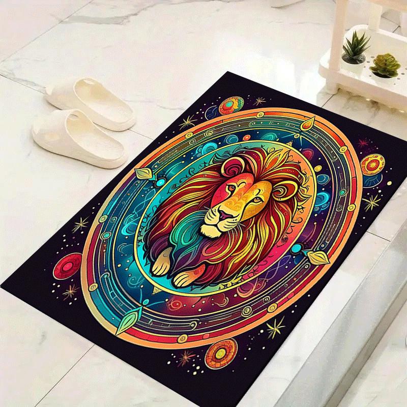 1pc Ancient lion Print, Design Indoor Area Rug - Soft, Anti-Slip, and Durable Gaming Room Decor for Bedroom