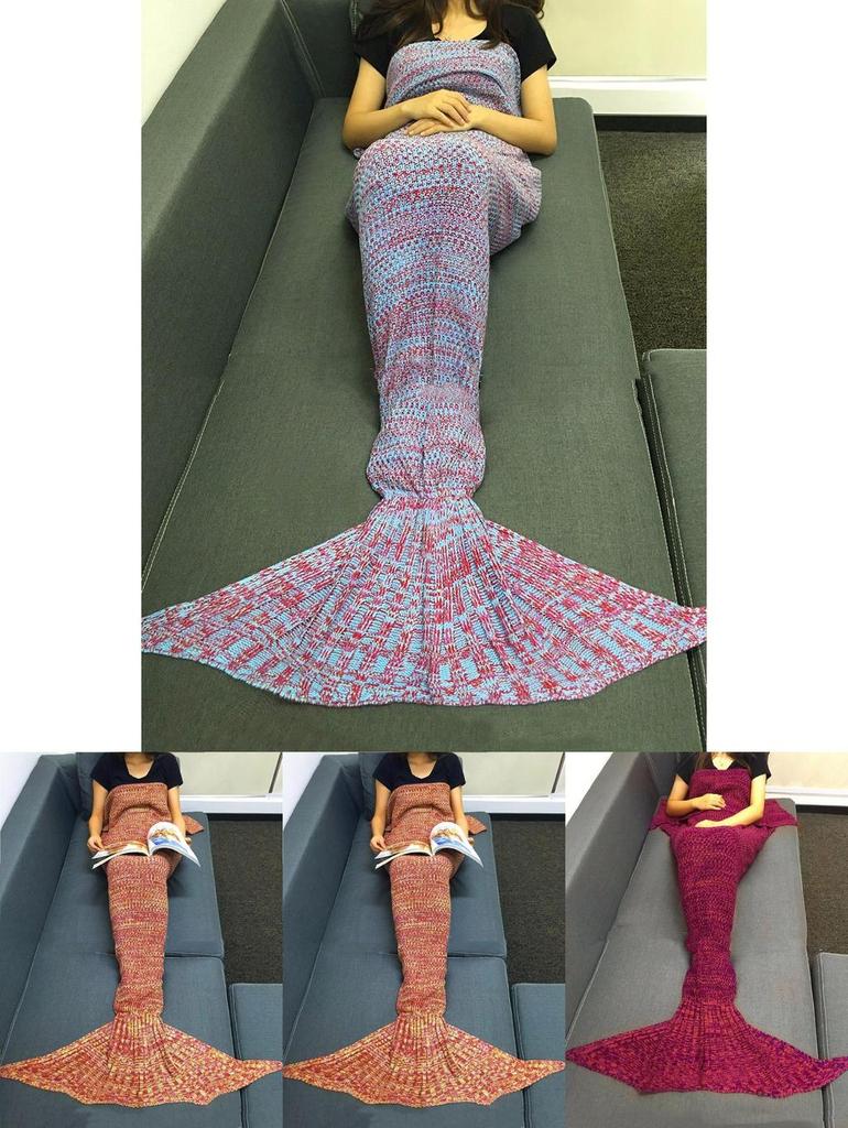 Mermaid Tail Blanket With Knit Fabric For Cozy Home Lounge Decor