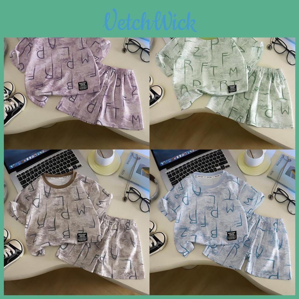 Baby Boy Summer Cotton Letter Print Short Sleeve Twopiece Set For Toddler Kids