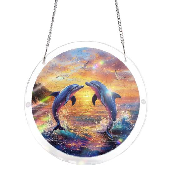 Acrylic Puzzle Suncatcher Hanging Window Glass Style Ornament Stained DIY Jigsaw Puzzle 19cm