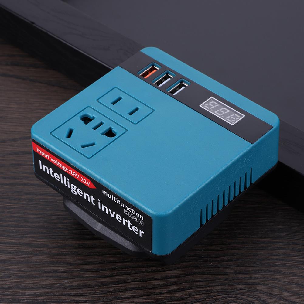 120W Lithium Battery Inverter Power Bank 18v 21v To 110v 220v Multi-Function Household Smart Transformer Outdoor Work Inverter