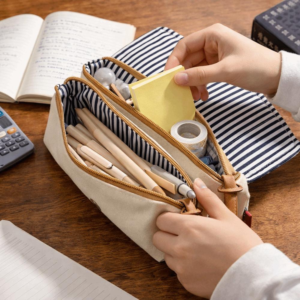 2-Layer Design Vintage Pencil Case Large Capacity Pencil Bag Stationery Organizer  Students Use