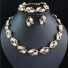 Latest Stylish Design Fancy Pearl Bracelet Earrings Necklace Jewellery Set for Women Valentine Gift for Girlfriend