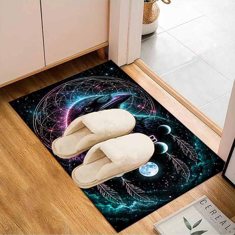 1PC Custom Name Cosmic Raven Dreamscape Theme Floor Mat Ideal for Living Room, Game Rooms, Office, Bedroom,Floor Mat Playful Design120