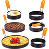 LMETJMA Egg Rings Pancake Mold Set Set Stainless Steel Fried Egg Ring Griddle Pancake Shapers with Silicone Handle JT195