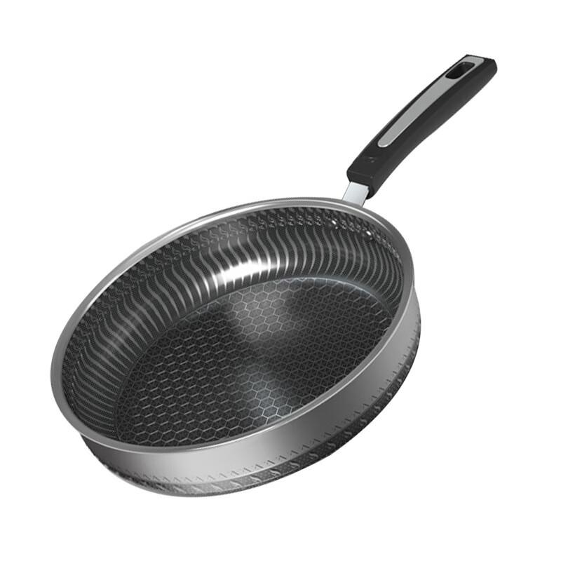 

ZISIZ 26cm 304 Stainless Steel Flat-Bottom Stir-Fry Pan
