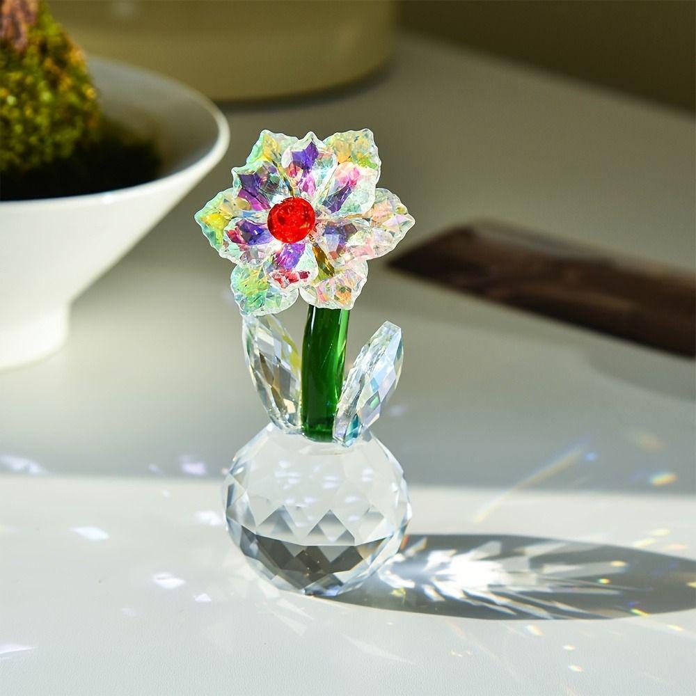 Romantic Glass Floral Collectible Flower Bouquet Paperweight  Valentine's Day Wedding Gift