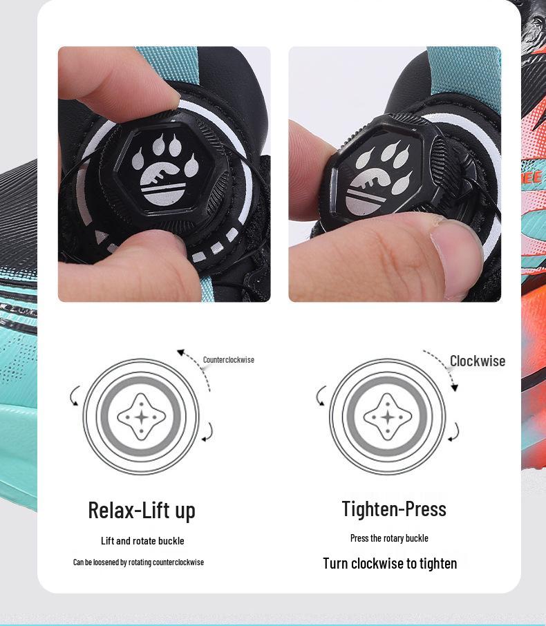 Boys' Lightweight Leather Non-Slip Rotary Buckle Casual Running Shoes