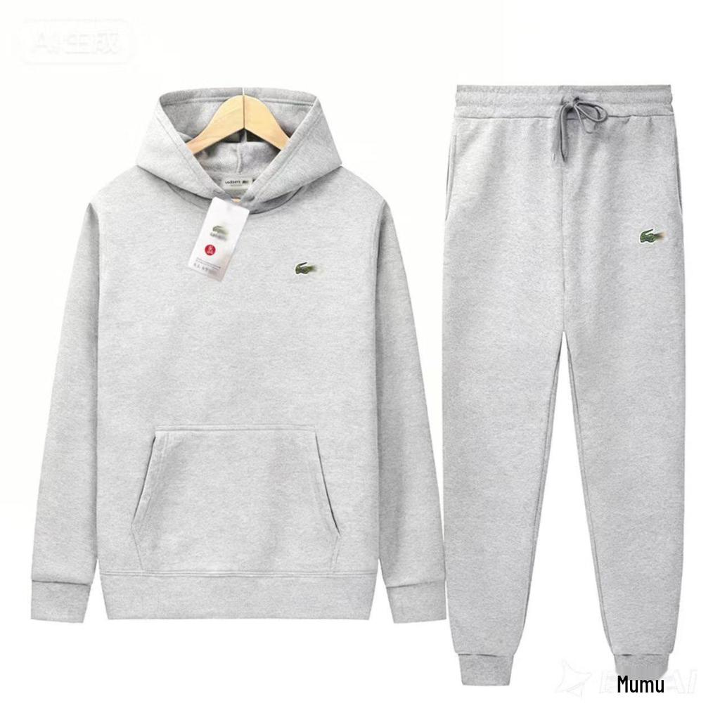 Embroidered Crocodile Logo Unisex Hoodie & Sweatpants Set - Trendy Casual Wear