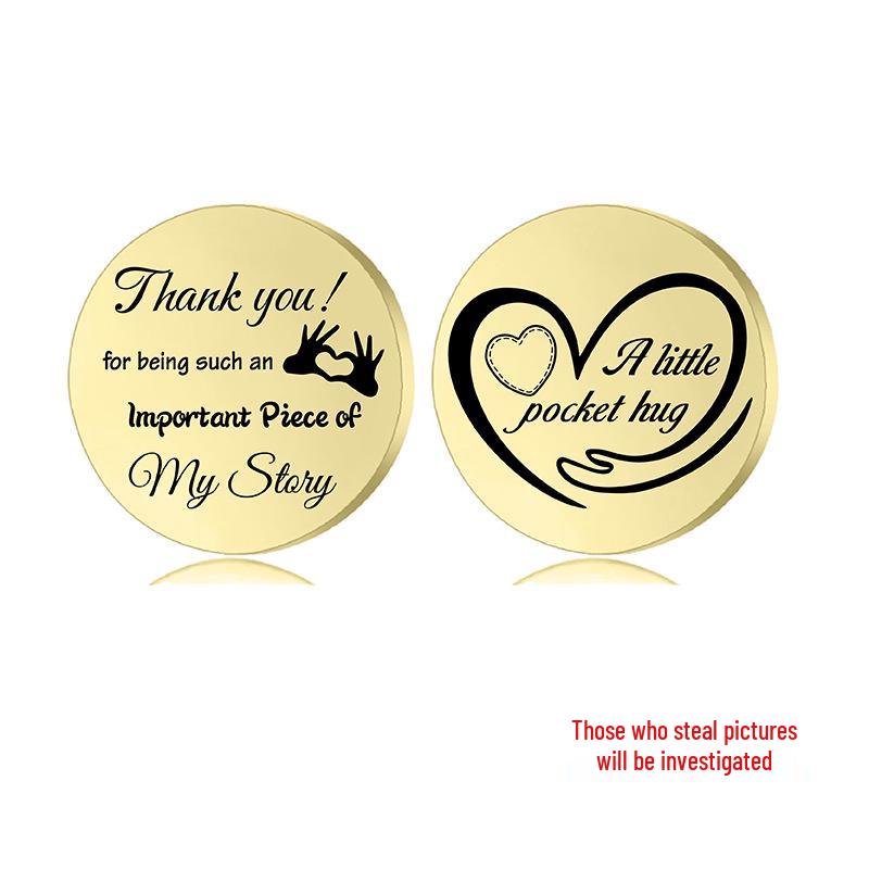 Lucky Charm Motivational Coin: Engravable Stainless Steel Couple & Family Gift Ornament.