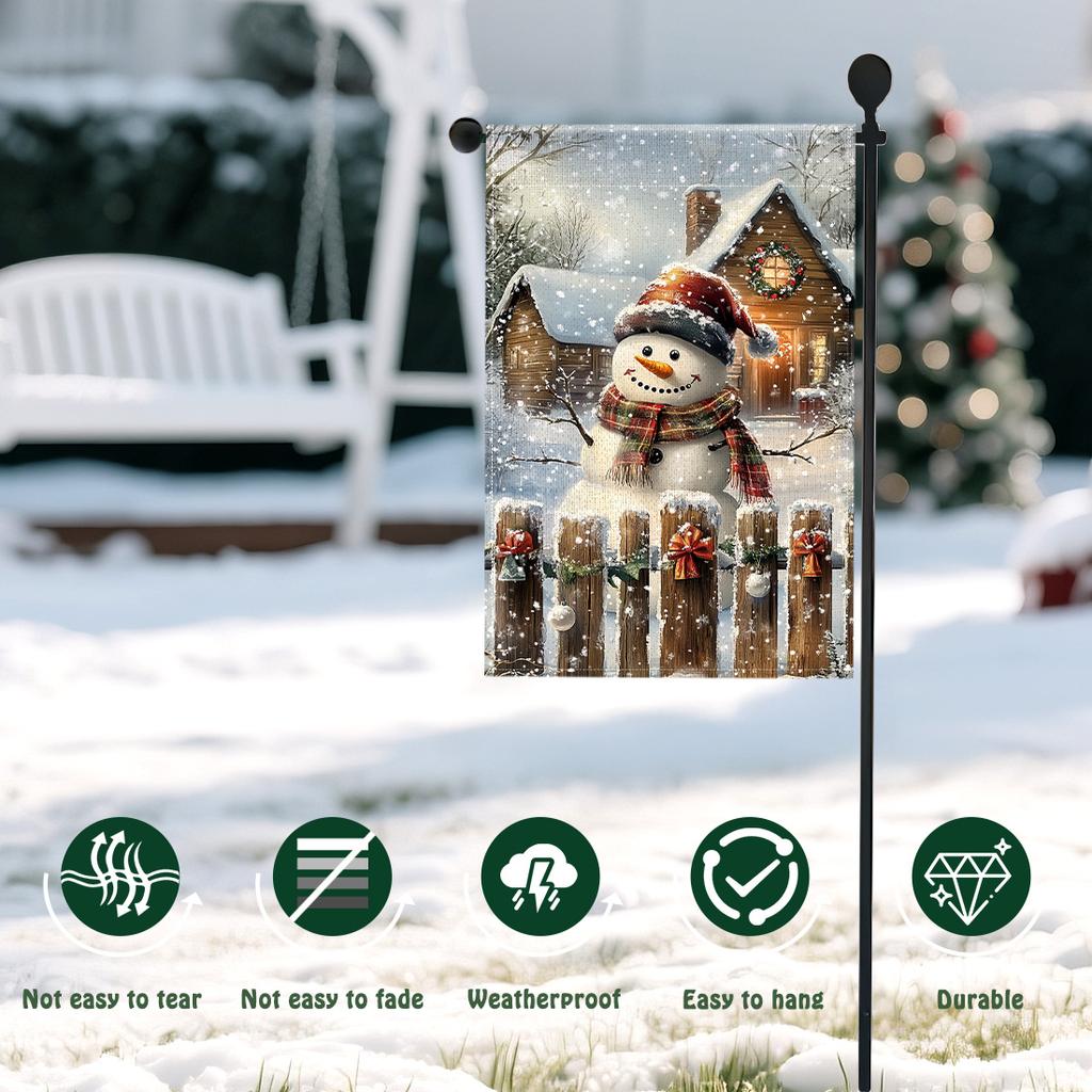 Christmas snowmanGarden Flag 12x18 Inch Double Sided for Courtyard Outdoor Welcome Flag Decoration (Excluding flagpole)