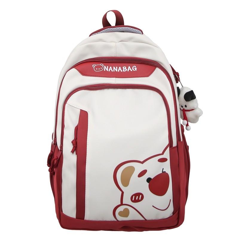 Lotso Nylon Cartoon Bear Student Backpack With Breathable Design For Middle School Girls And Boys