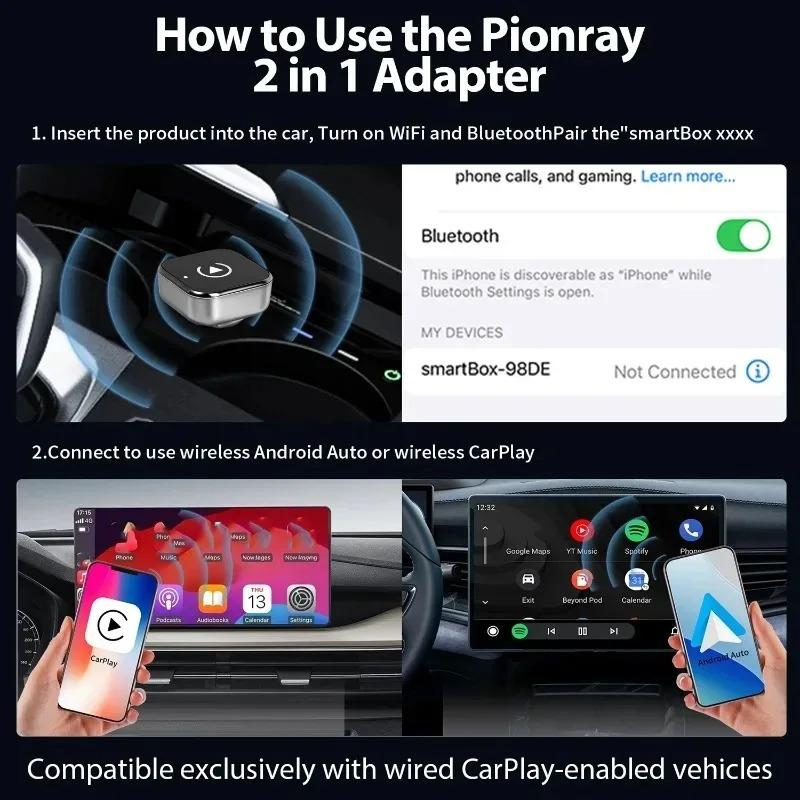 Car Smart System AI Smart Box 2in1 Carplay Box Wired To Wireless Adapter for IPhone Wireless Control Plug and Play Carplay