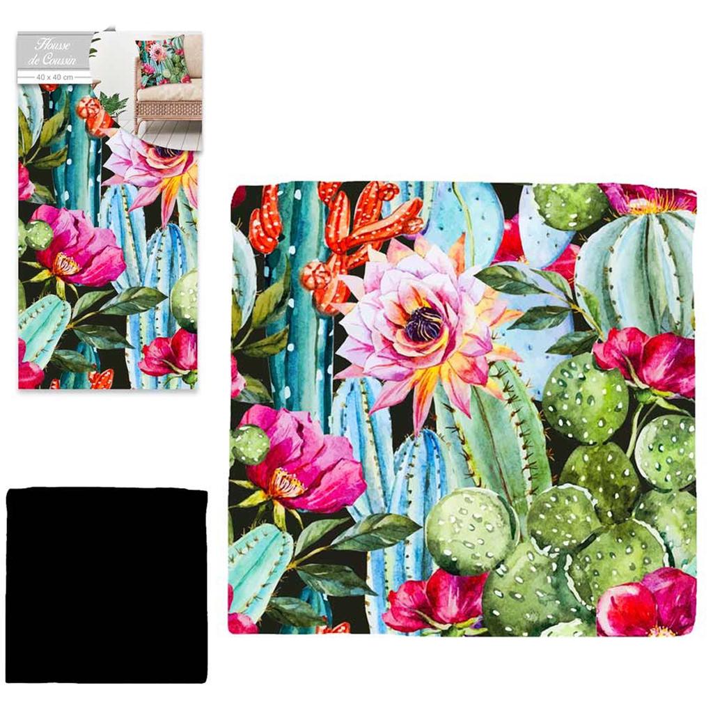 Les Trésors De Lily [Q5510] - Housse de coussin créateur 'Cactus' multicolore - 40x40 cm