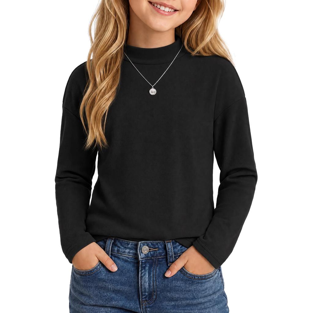 Boys and Girls Mock Neck Long Sleeve Thermal Shirt - Fashionable Kids Base Layer Top