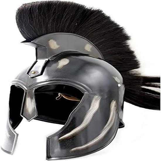 Spartan Helmet King Leonidas Helmet Wearable for Adults Black Plume