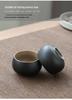 Japanese Black Pottery Tea Set with Handle Teapot, Dry Brew Tray, and Portable Bag for Home, Office, or Travel.