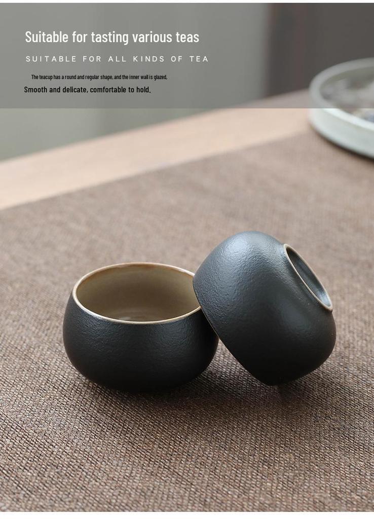 Japanese Black Pottery Tea Set with Handle Teapot, Dry Brew Tray, and Portable Bag for Home, Office, or Travel.
