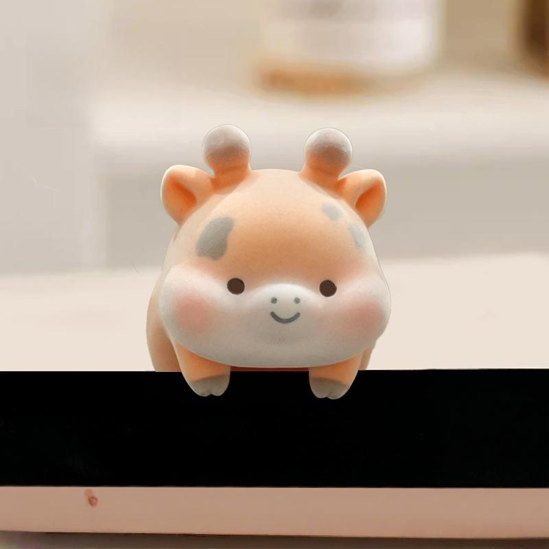 1Pc Screen Animal Model Elephant Cartoon Center Console Doll Flocking Computer Monitor Decoration Panda Dog Desk Ornament