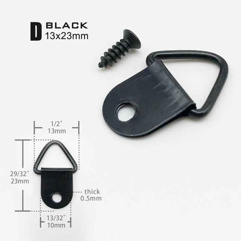 Golden Silver Black Triangle D-Ring Hanging Oil Painting Mirror Picture Frame Hanger Art Work Photo Wall Hook with Screws
