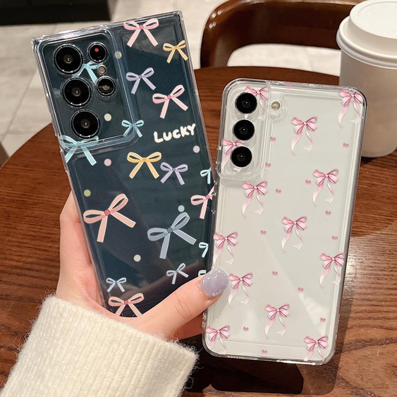 Bowknots Case For Samsung Galaxy S26 Ultra S25 FE S24 S23 S22 A54 A15 A35 A55 A16 A36 A56 A17 A37 A57 5G Clear Soft Cover