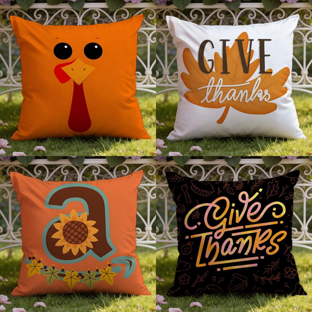 Holiday Thanksgiving Cushion Cover Home Car DualScene Pillow Cover Reversible for Premium Comfort