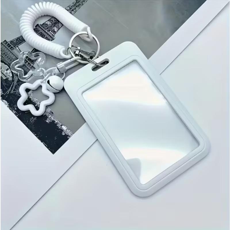 Retractable Plastic Card Holder with Star Pendant Keychain for Buses ID Credit Cards, Durable Morandi Colorful Daily Wear Gift