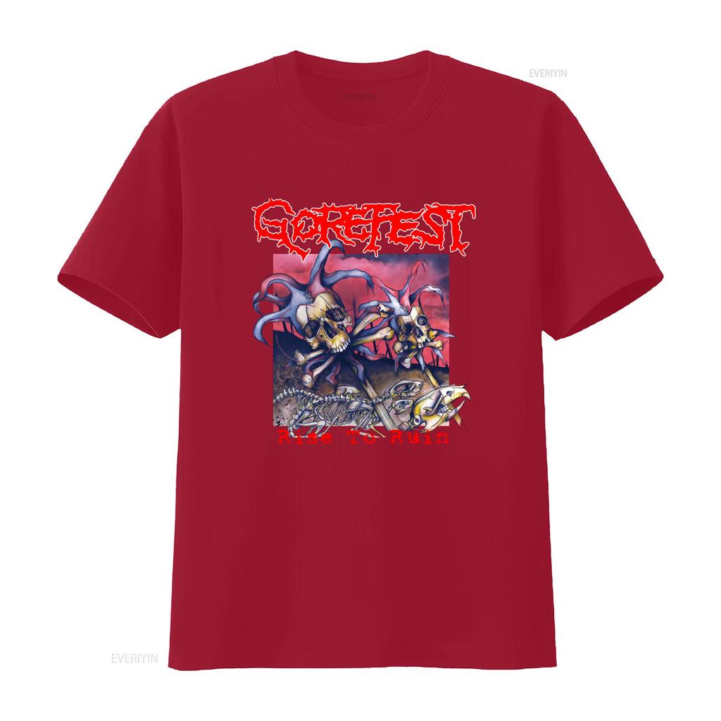 Gorefest Band Per Fan Maglietta Nera Cotone Tutte le Taglie Rise To Ruin Stampa Teschio Stile Rock vintage Lavata uomo Versatile