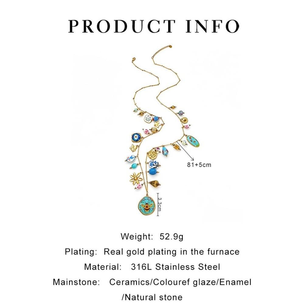 Bohemia Enamel Ceramic Necklace Long Style Women's Necklace Jewelry for Women  Jewelry Accessories