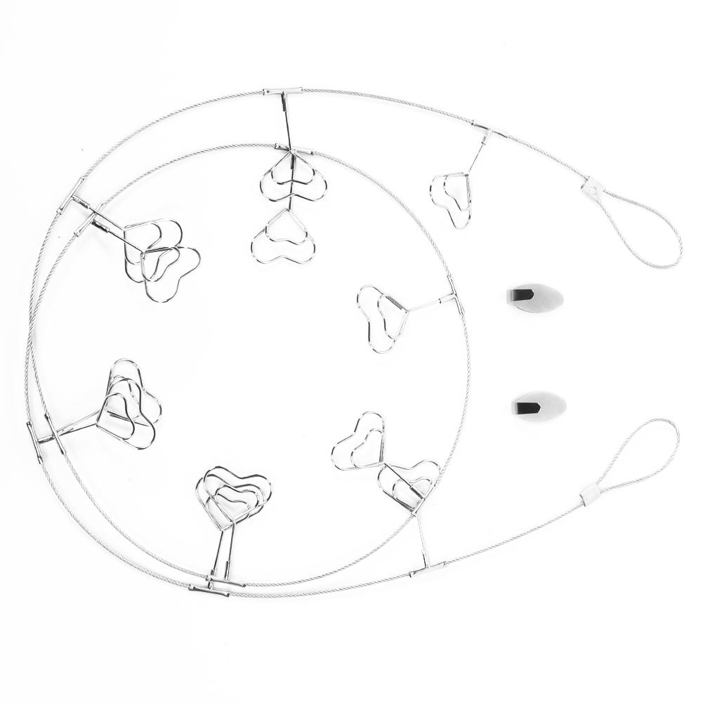 Hanging Photos Clips Heart Shapes Steel Wire Rope Wall Pictures Display Decoration