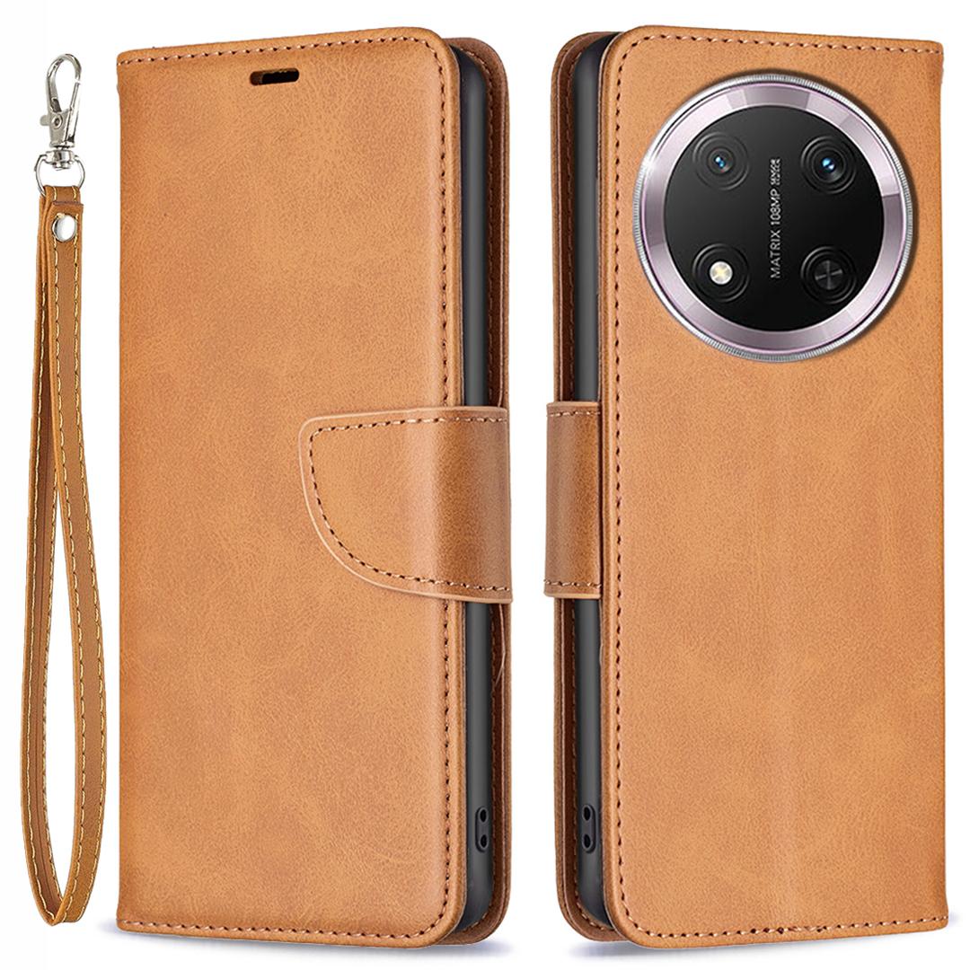 

For Honor Magic7 Lite 5G/X9c 5G/X60 Pro 5G Case Shockproof PU Leather Cover with Wallet Card Slots Yellow