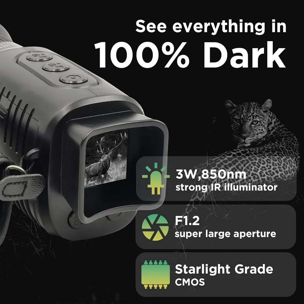R7 Monocular Telescope,1080p 2.5K Infrared Night Vision Divice,Video Playback for Travel,Camping,Hunting,Surveillance,Boating