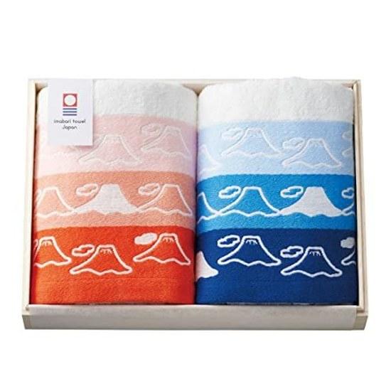 Dolce Duo Imabari Towel Gift 2-Piece Set (Mount Fuji) Face Hand Wooden Box Included Celebration Return Made Japan FJ-1651