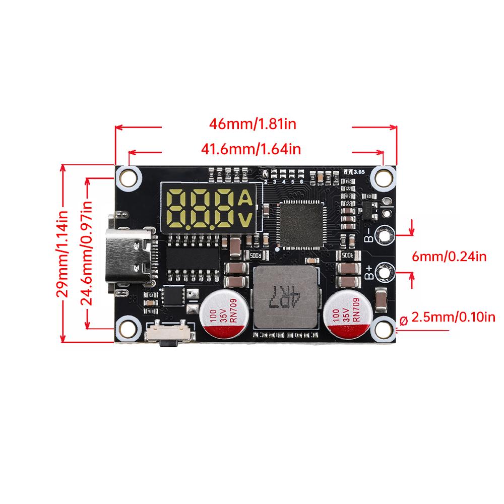 2-6S 45W Power Bank Bidirectional Fast Charging Mobile Power Module With Digital Display Type-C USB PD3.0 Charging Board