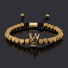 Luxury Stainless Steel Beads Royal Gold Crown Charm Man Bracelet Handmade Women Jewelry Gift