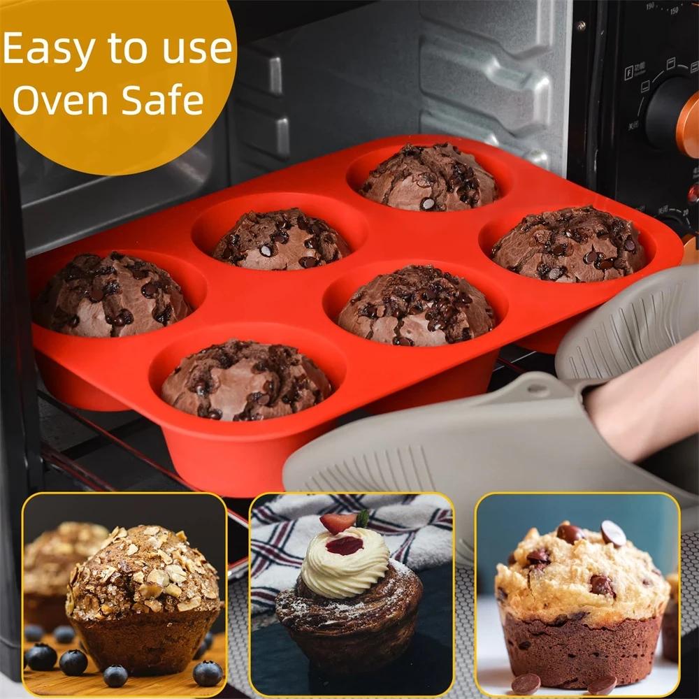 1/2pcs Silicone Jumbo Muffin Pan 6 Cup Giant Silicone Cupcake Pan/Cup Deep Popover Pan Large Muffin Pans Baking Cheesecake Bites