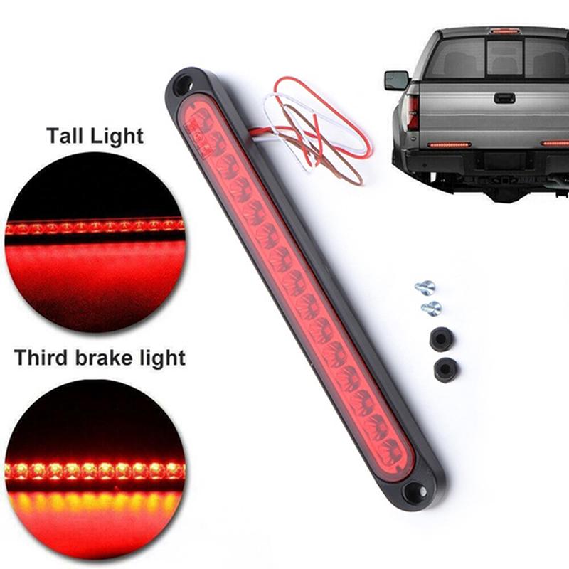 1Pc 25Cm 15 Led Red Sealed Trailer Truck Rv Stop Tail Rear Brake Turn Light Bar