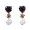 ZA personalized retro fashion light luxury glass rhinestone imitation pearl women's earrings party banquet exquisite and unique style