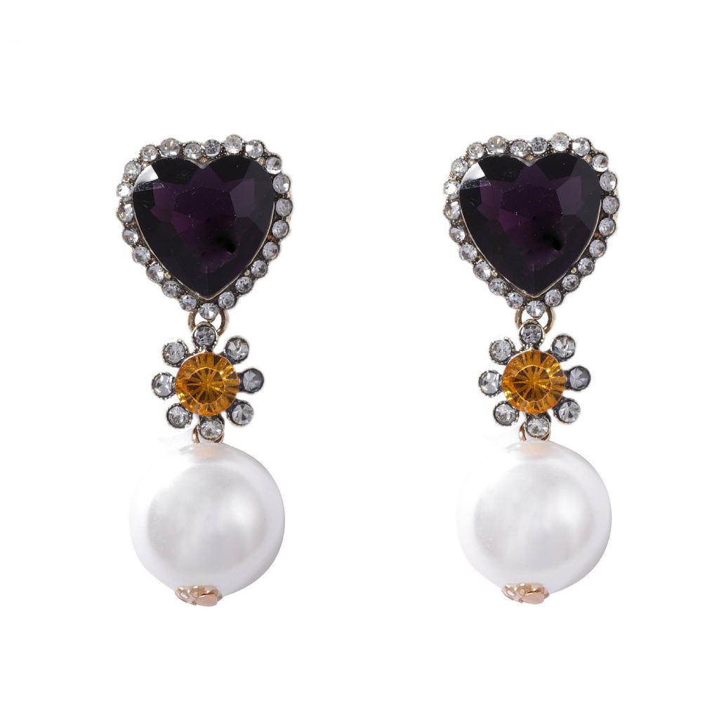 ZA personalized retro fashion light luxury glass rhinestone imitation pearl women's earrings party banquet exquisite and unique style