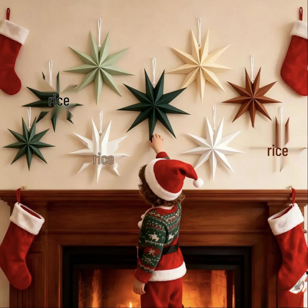 Nine-Pointed Star Ornament for Celebrations: Christmas, New Year, Birthday, Wedding and Mall Decoration – Origami Paper Hanging Prop.