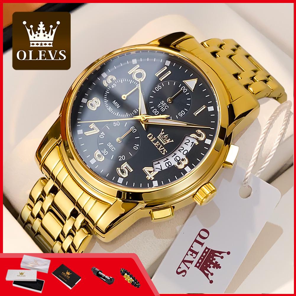 OLEVS 2879 Original Quartz Watch for Men Digital Dial Calendar Auto Date Waterproof Chronograph Men's Business Dress Wristwatch