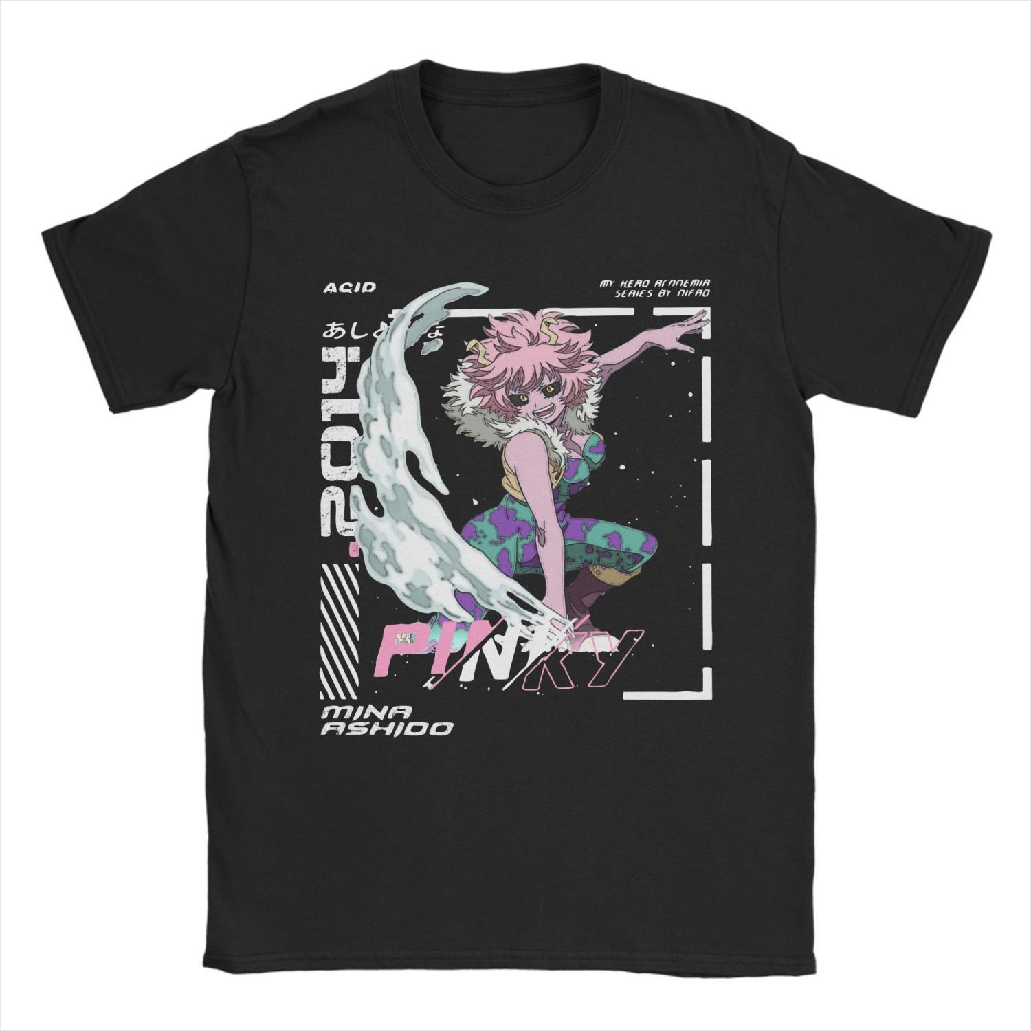 

Футболка Pinky Mina Ashido 100% Хлопок Футболки Круглый Воротник Моя Геройская Академия Эстетичный Дизайн Футболка Короткий Рукав Одежда 6XL S