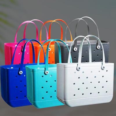 Große Eva Strandtasche Mode Mommy Windelaufbewahrungskörbe Sommer Gummi-Tragetasche Einfarbige Gelee-Strandtaschen Kleinkram-Organizer