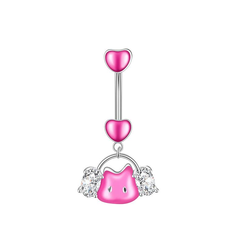 Belly Button Piercing Heart Ring Stainless Steel Copper Anti-Allergy Navel Jewelry for Summer Beach Swimming Accessories