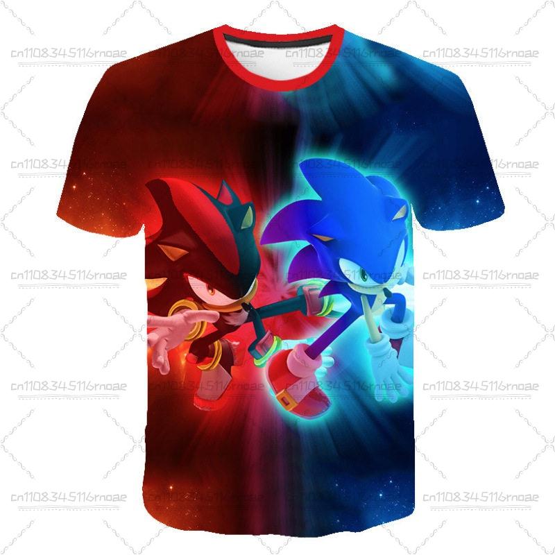 Fashion Cartoon Anime Sonic Summer Children's Crew Neck T-Shirt Casual Fashion Comfortable Printed Pattern