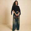 2026 Women's Cape Sleeve T-Shirt Slim Fit Round Neck Chiffon Blouse Elegant Asymmetrical Top