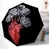 1pc Heart Flowers Automatic Open/close Folding Umbrella, Compact Portable Travel Umbrella, Durable Construction Yy250809093